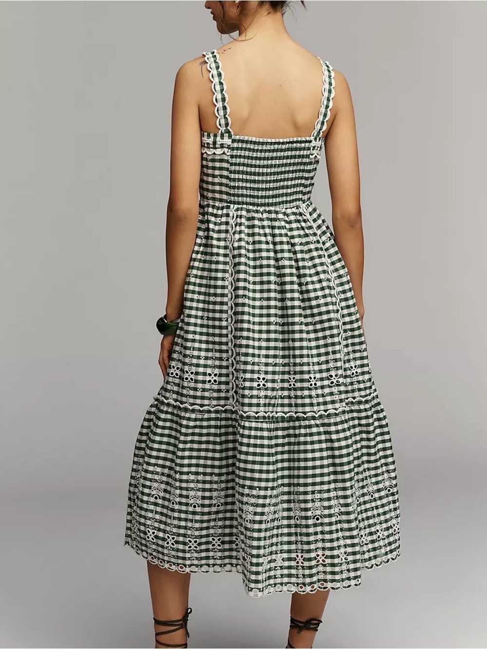Maeve Green and White Gingham Maxi Dress - Picture 5 of 7